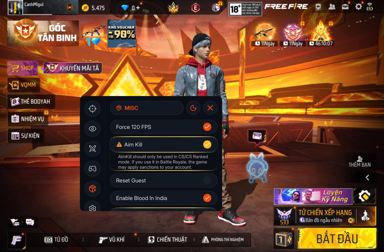 Hack FreeFire Migul iPA Gói Pro